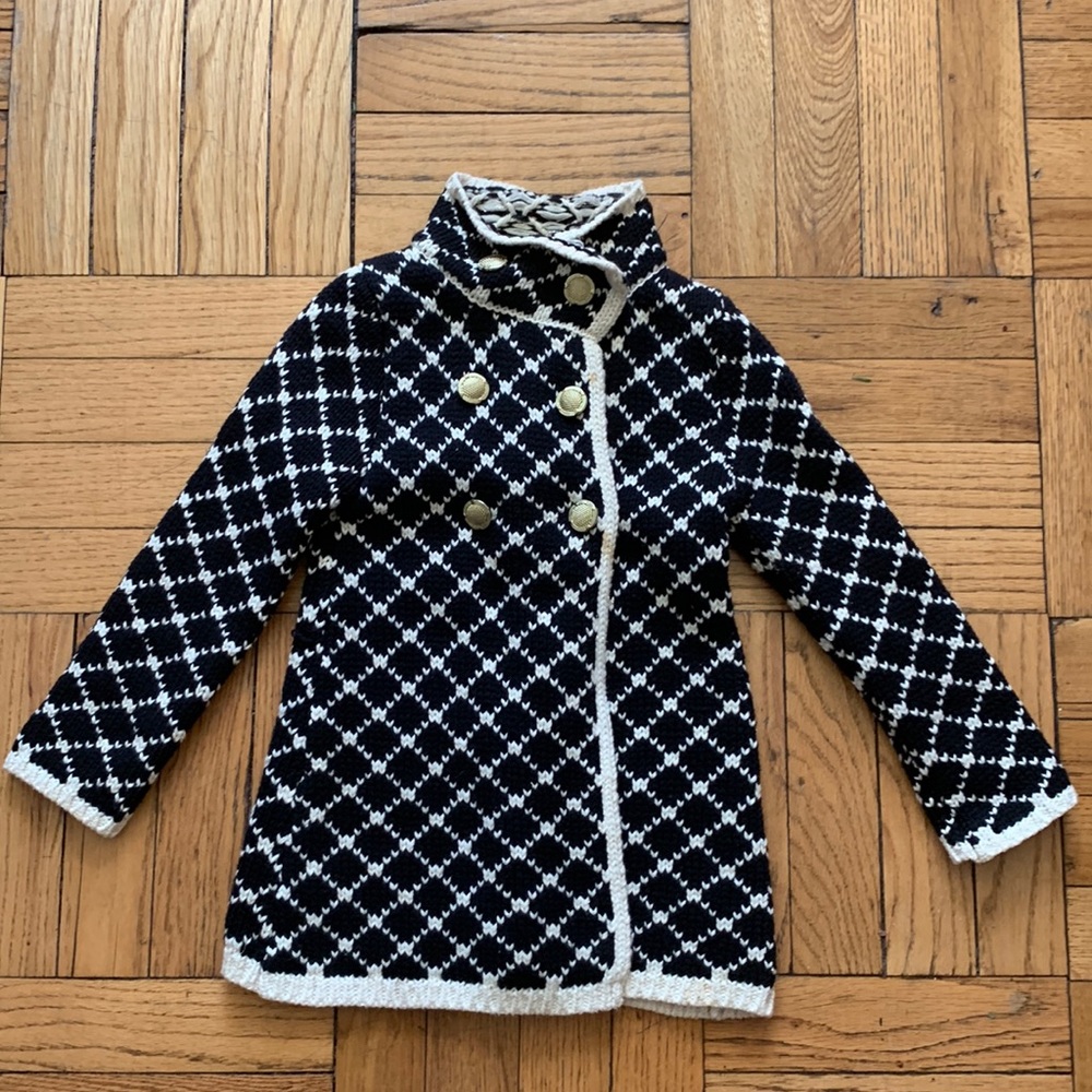 Max Studio black and cream  girls light coat